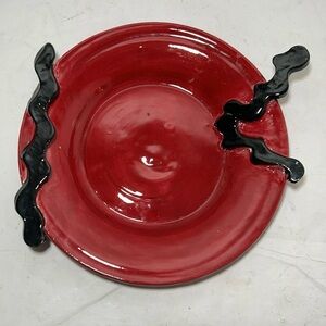 Vintage Signed Decorative Art Pottery Ceramic Plate Funky Vibes 1970’s Eclectic